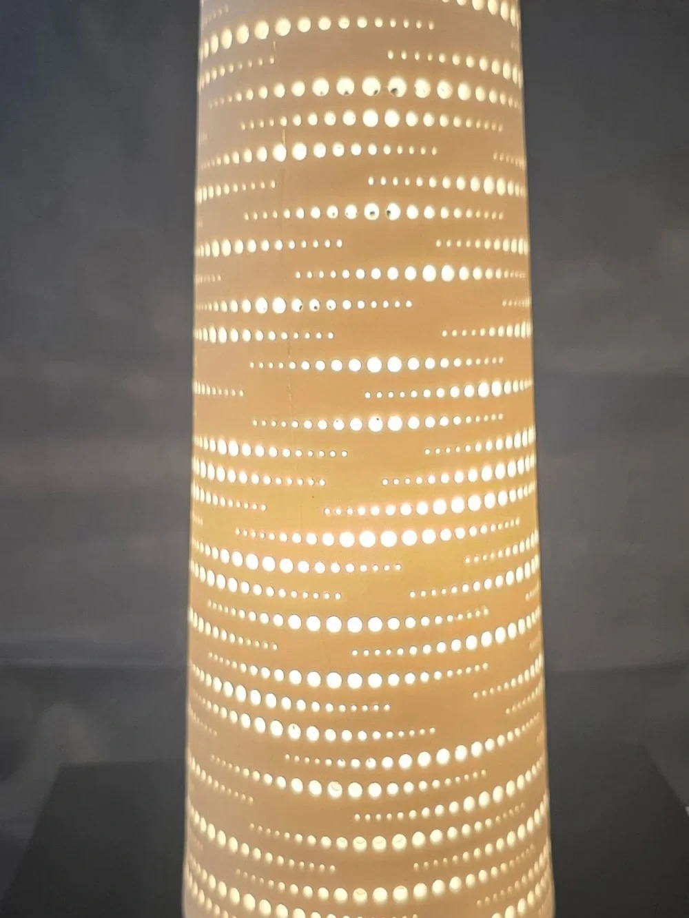 White Perforated Ceramic Tower Lamp